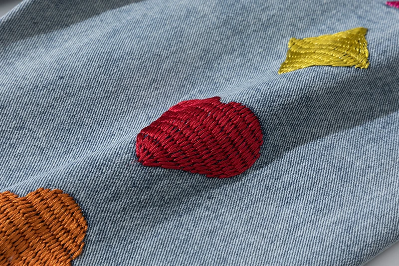 

High Street Embroidery Washed Retro Blue Jeans Men and Women Loose Straight Zipper Fly Denim Trousers Oversize Baggy Pants