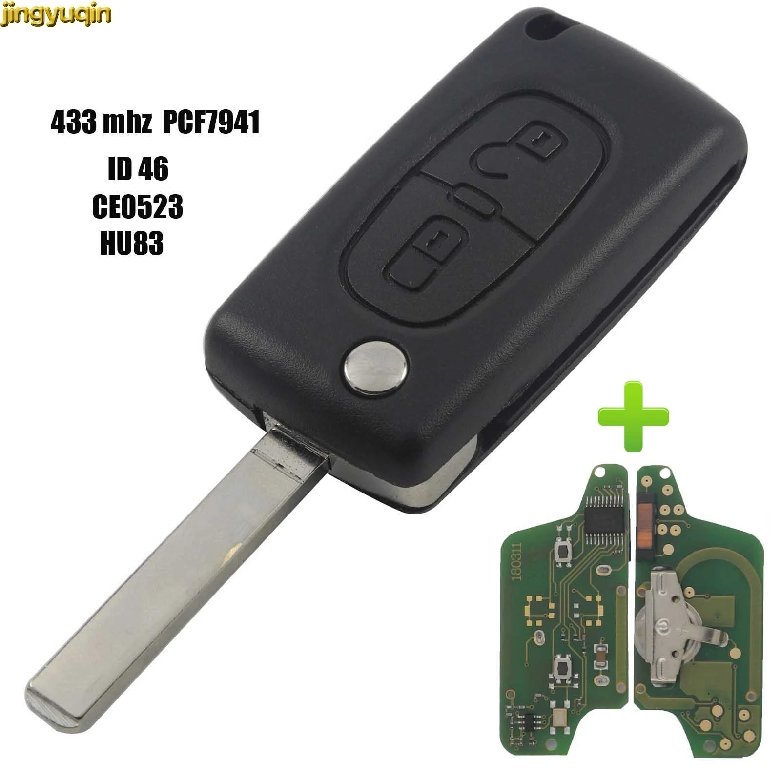 Jingyuqin флип ключа оболочки HU83 CE0536/CE0523 для peugeot 307 308 407 408 партнер Citroen C3 C4 C5 C6 C8 XSARA PICASSO