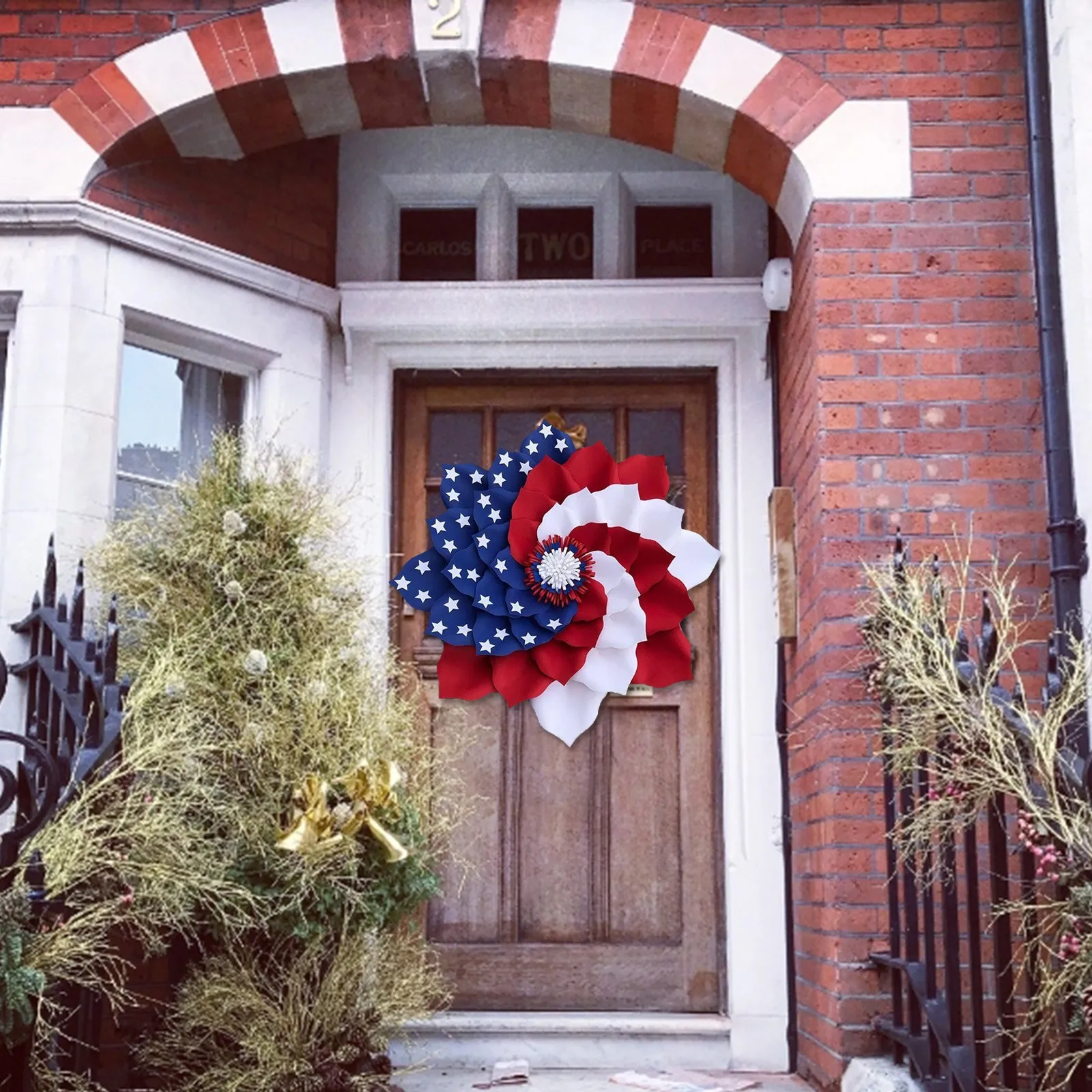 

Patriotic wreath for Front Door, Fourth of Julys Wreath And Veterans Day Decor QW