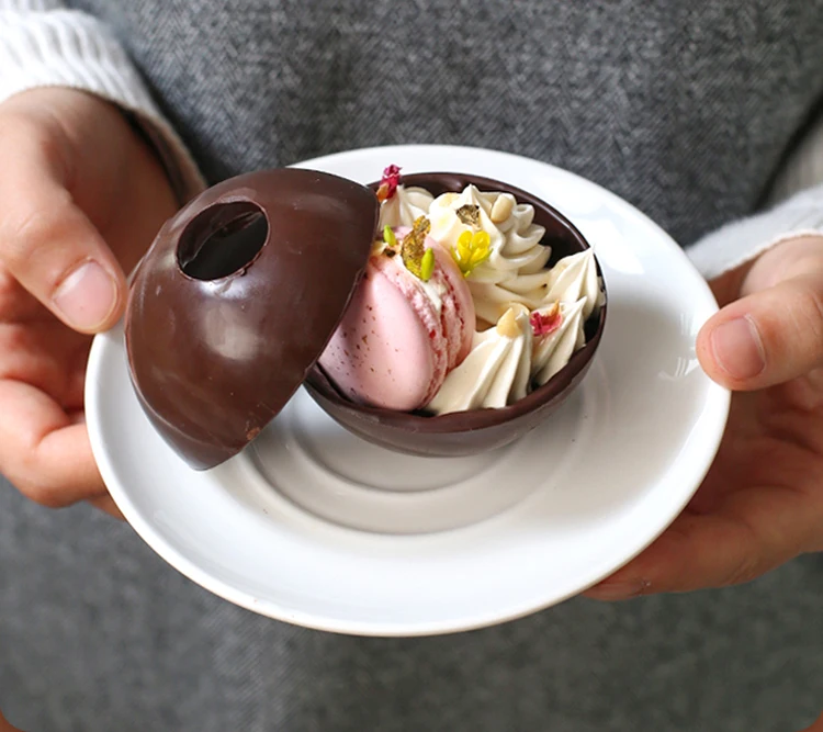 Круглая форма для торта коричневая полусфера силиконовая шоколада десерта