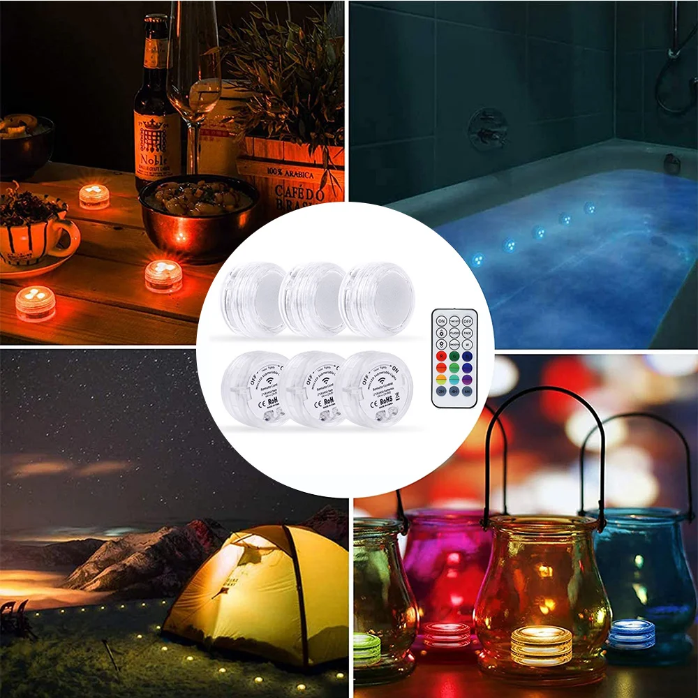 

Mini 3 LED Submersible Light With Suction Cups RGB Swimming Pool Light IP68 Waterproof Diving Decor Lights Battery Included