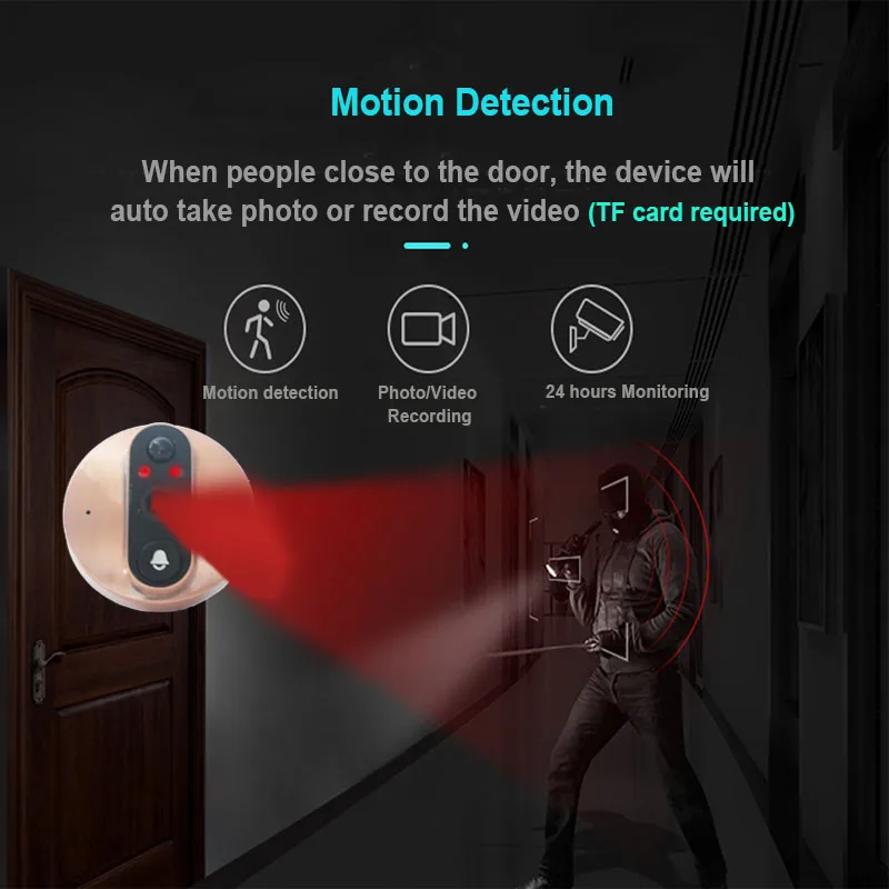 Topvico беспроводная камера Wi-Fi для дверного звонка дверной видео глазок Intercoms 4,3 дюймов Обнаружение движения беспроводной дверной просмотр видео-глаз смарт-кольцо