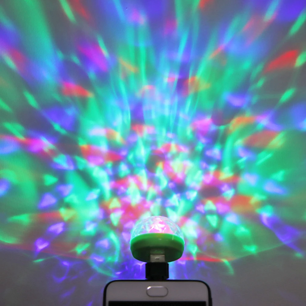 

Mobile Phone Connection Music Party Atmosphere Music Control Crystal Magic Ball Colorful Lights USB Mini LED Colorful Lights OTG