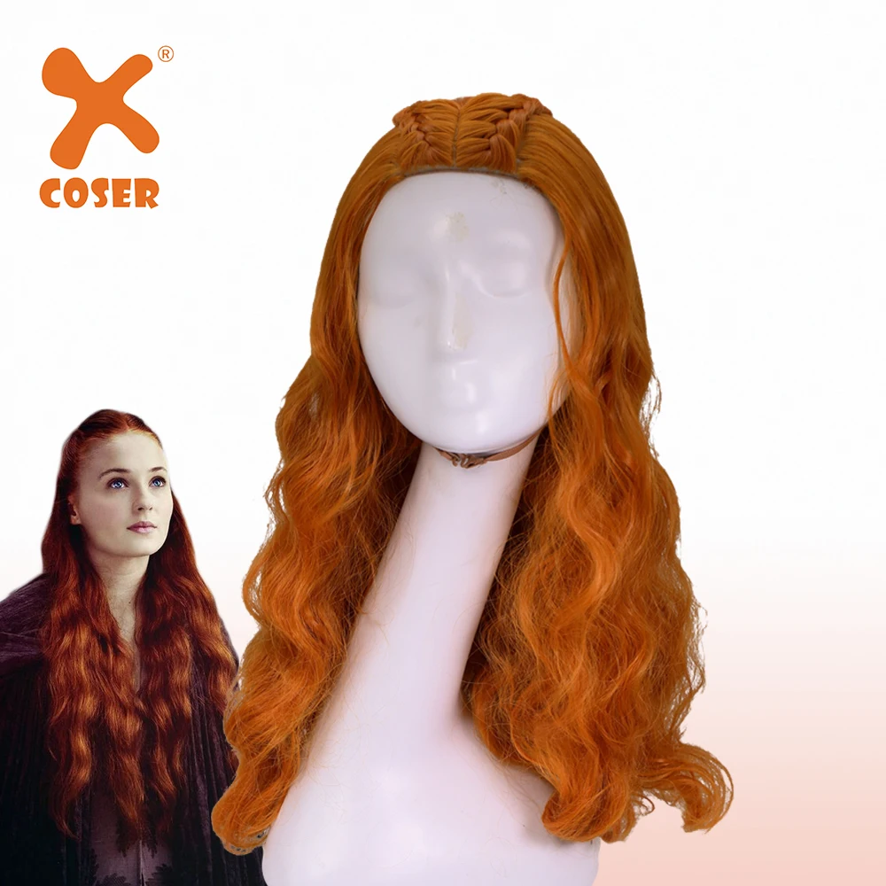 XCOSER Игра престолов Санса Старк Косплей головные уборы реквизит для женщин Красивые длинные кудрявые волнистые волосы вечерние аксессуары для костюма из фильма
