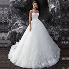 Женское свадебное платье без рукавов, фатиновое ТРАПЕЦИЕВИДНОЕ ПЛАТЬЕ со шнуровкой и бисером, модель 2020
