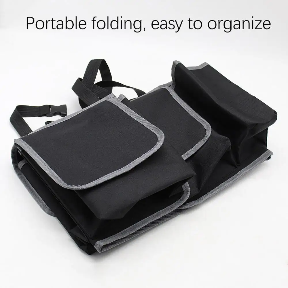 

Car Rear Seat Hanging Storage Bag Black Waterproof Storage High Capacity Pocket Shape Seat Back Organizers Trunk