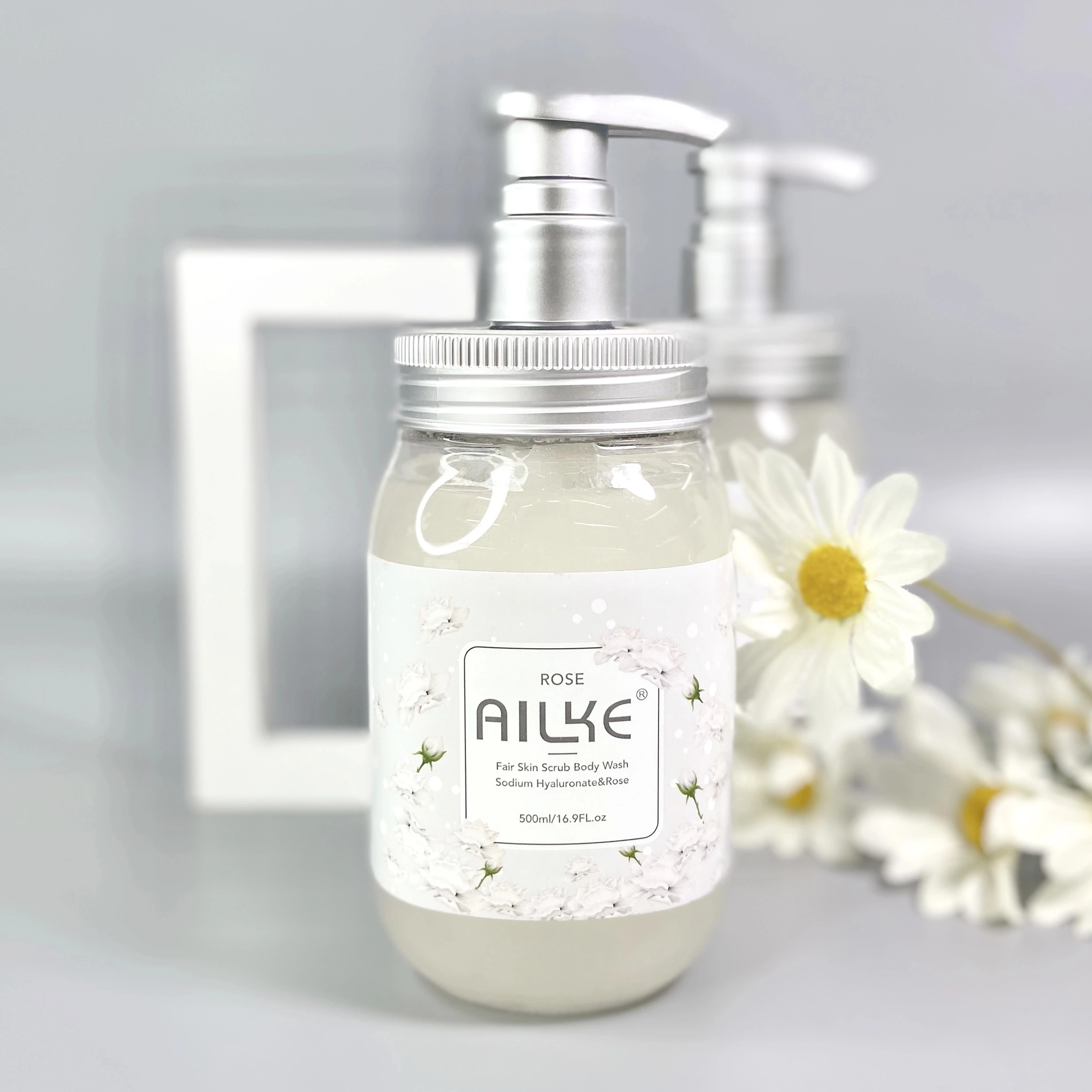 

AILKE Shower Gel women Cleaning Whitening Roses Body Wash Perfume lotion Scrub fragrant Moisturizing summer bath foam female
