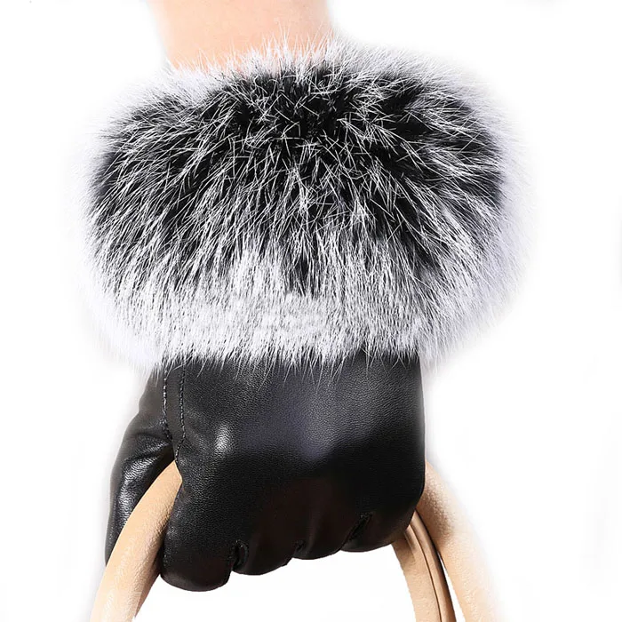 Cycling Gloves Women leather Autumn Winter Warm Rabbit Fur gloves Mittens I401031 | Спорт и развлечения