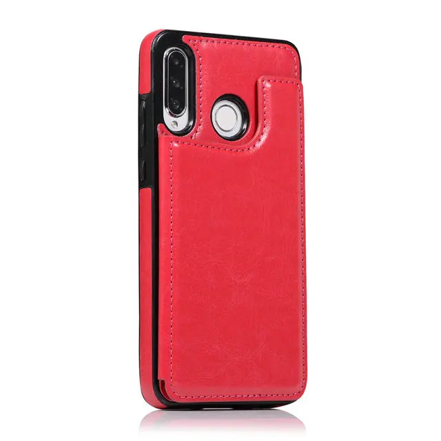 Rose red Чехол для huawei P30 Pro, чехол для huawei P30 Lite, кожаный чехол со слотом для карт, кошелек для huawei P30, чехол с откидной крышкой, Haiwei P30Pro P30Lite - Цвет: Rose red