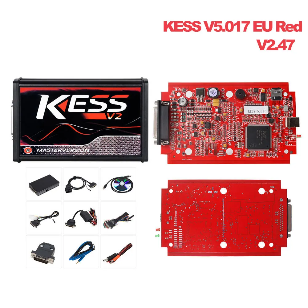 Kess V5.017 V2.47 KESS V2 V2.47 V5.017 EU красный ECM Titanium KTAG V2.25 V7.020 4 светодиодных онлайн мастер версия BDM Frame ECU OBD2 автомобиль/Грузовик программист - Цвет: Kess V5.017 V2.47