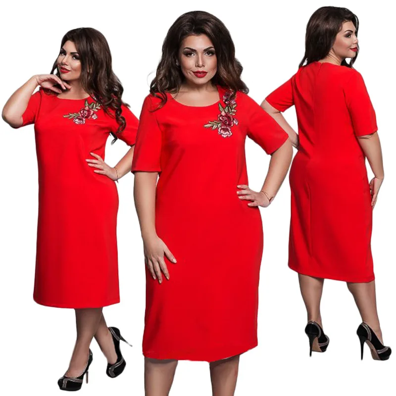 

2021 New Arrival Summer Women Short Sleeve O-neck Plus Size Dress L-6XL Dress for Women
