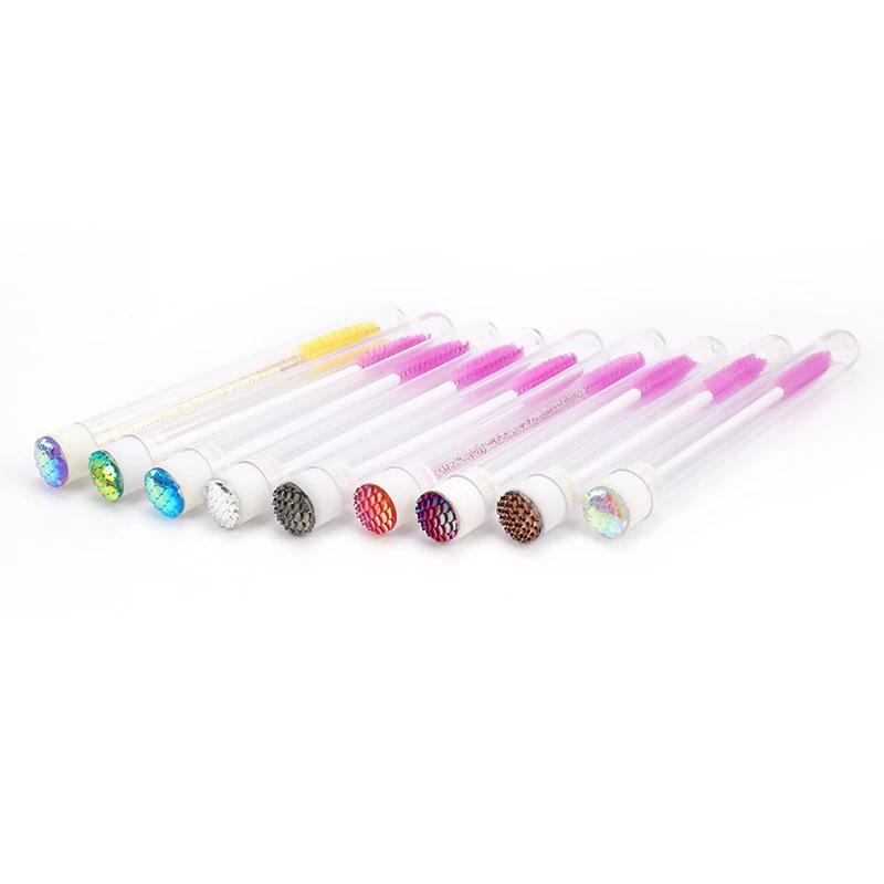 

1pcs Reusable Mascara Brushes Eyebrow Brush Tube Fishscale skin diamond Eyelash Brush Dust-Proof Tube