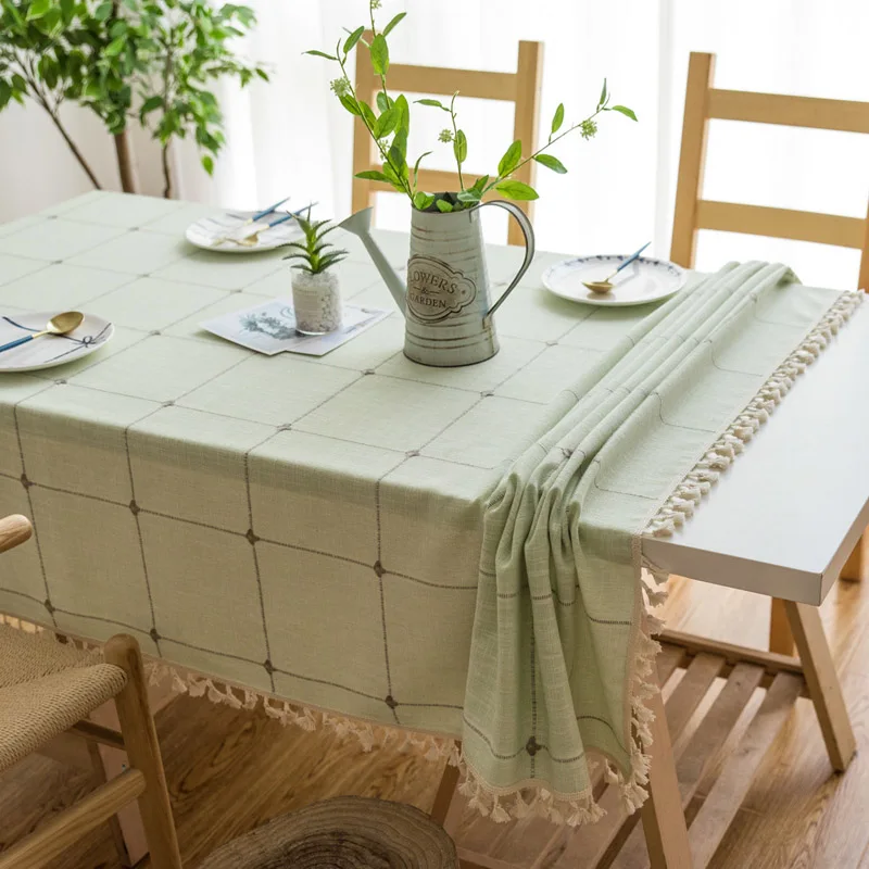

Red Cotton Linen Waterproof Webbing Lace Tablecloth Wedding Decoration Rectangular Dining Table Cloth Coffee Table Tablecloth