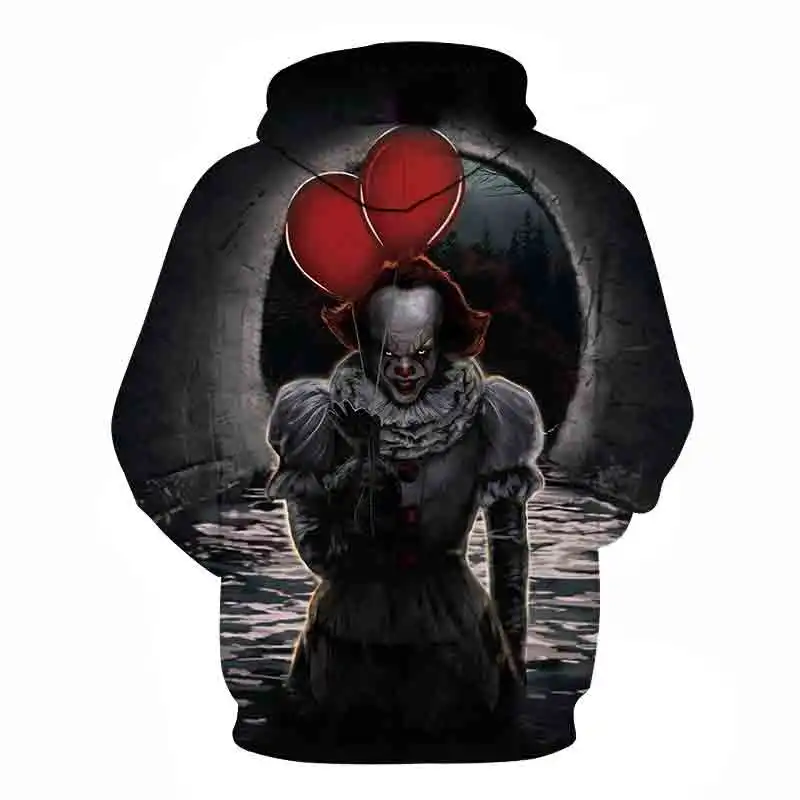 

2020 New IT Clown Stephen King's It Sweatshirts Horror Movie Hoodie Halloween Party Hip Hop Streetwear 3D Hoodie