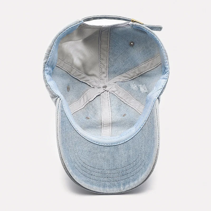 

Hot-selling holed baseball cap, made old washed cowboy baseball cap, fashion personality light board cap