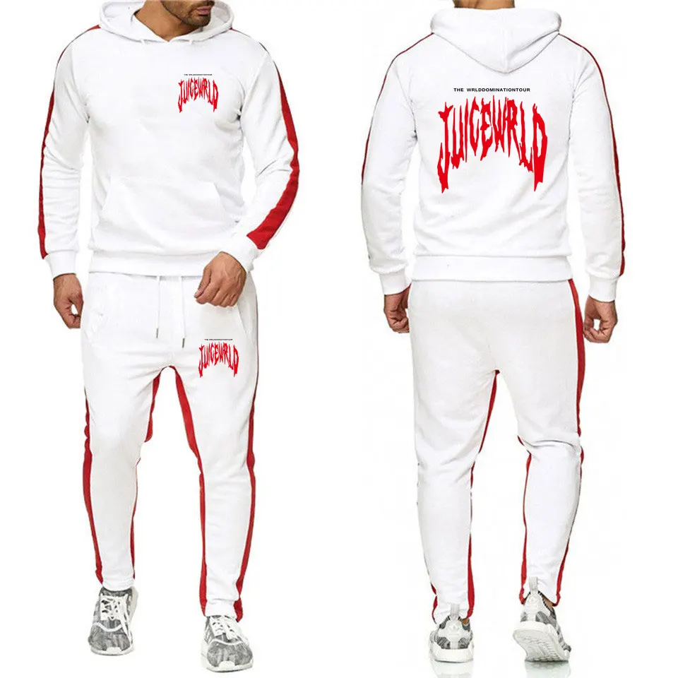 Harajuku juicewrld ловушка рэп худи белые мужские спортивные комплекты хип хоп