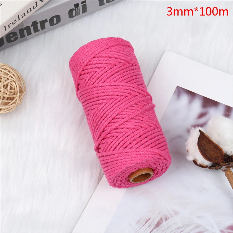 

1Pc 1-8mm Color Cotton Thread DIY Thickness Hand-Woven Decorative Tapestry Rope