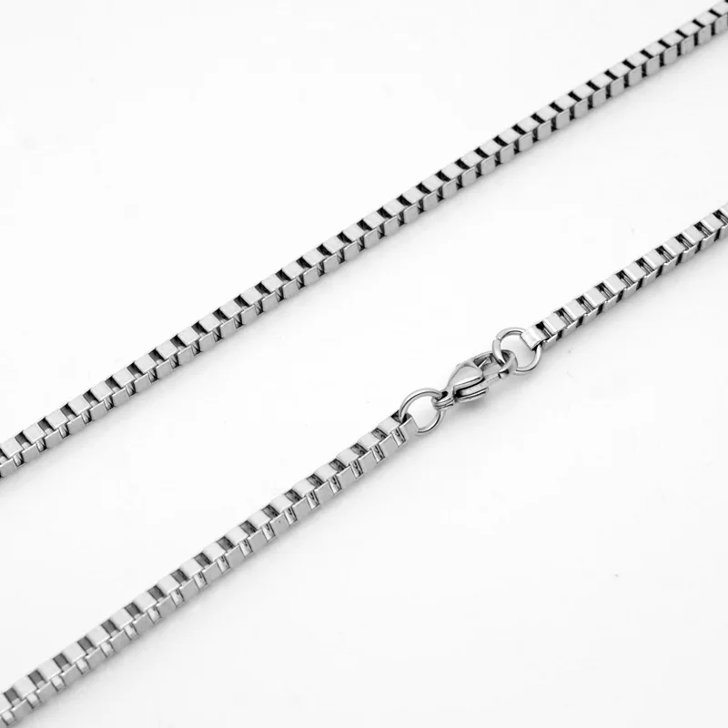 

20-32'' High Quality Link Chain Necklaces Stainless Steel Men Basic Necklace Box Chain Never Fade wide-2mm 3mm