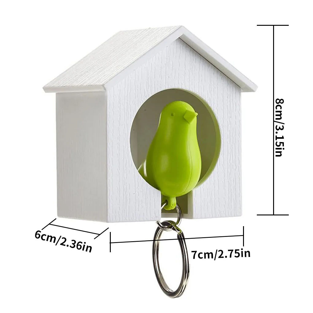 Plastic Birdhouse Key Ring Hook Wall Mounted Green Bird Keychain Holder Mini White Hanger Decoration Supplies | Дом и сад