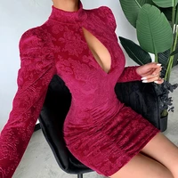 linglewei new spring and summer womens dress solid color sexy buttock skinny hollowed out close fitting dress