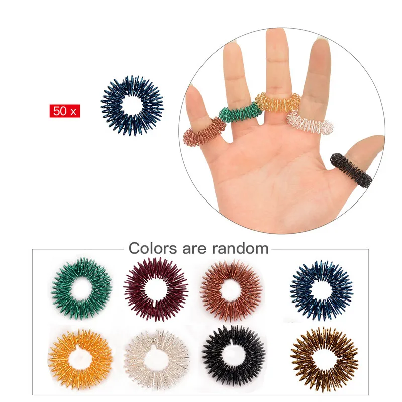 50 шт./лот массажное кольцо для пальцев из нержавеющей стали Китайское