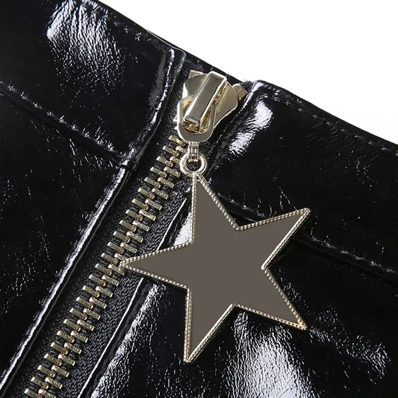 2020 New Autumn Winter Womens Skirts High Quality Patent Leather Wrap Skirt Female Waist A-Line Plus Size S-3XL | Женская одежда