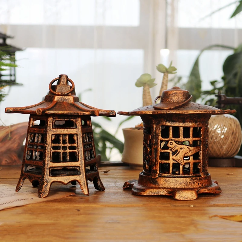 

Portable Retro Candle Holders Wind Lantern Wrought Iron Creative Candle Holder Ornaments Wall Hanging Bougeoir Home Decor BS60CH