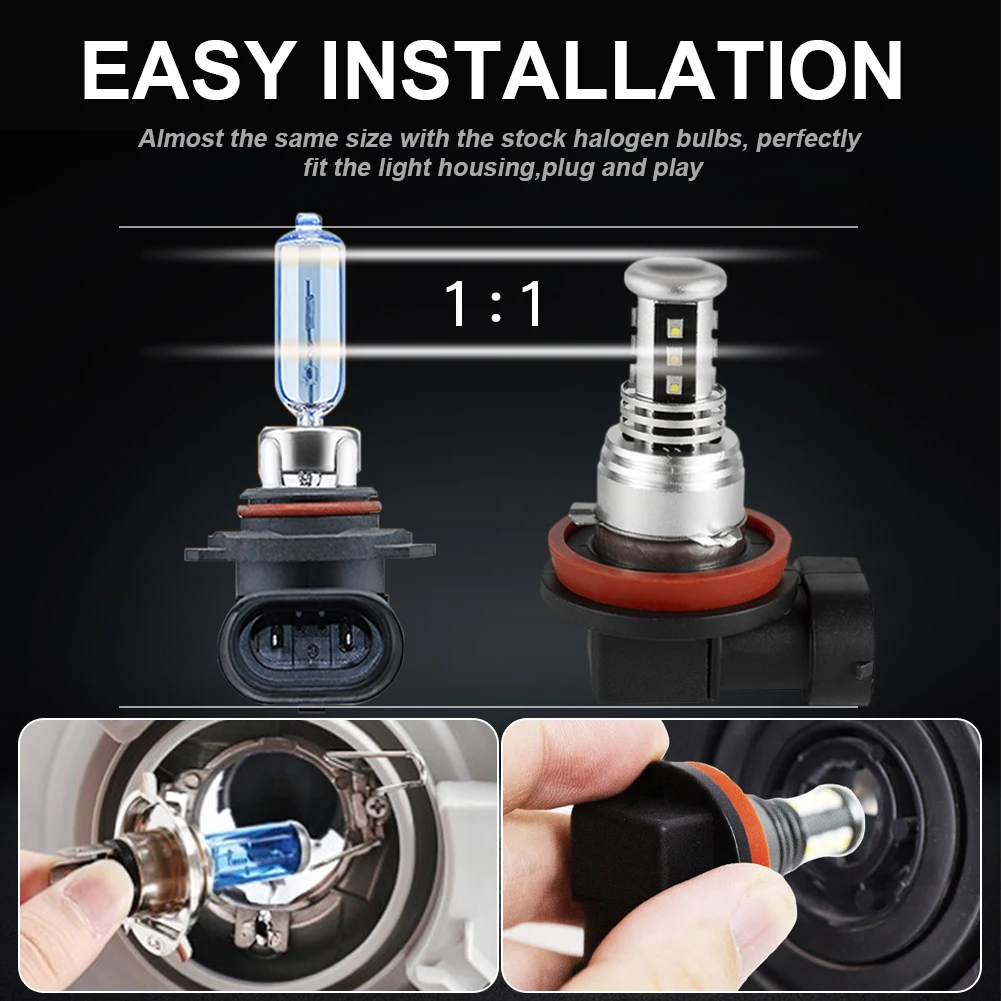 

Ultra Bright LED Fog Lamp Reversing Light Car Replacement Lamp Accessories V15-H8/H9/H11-12SMD-LG2016 V15
