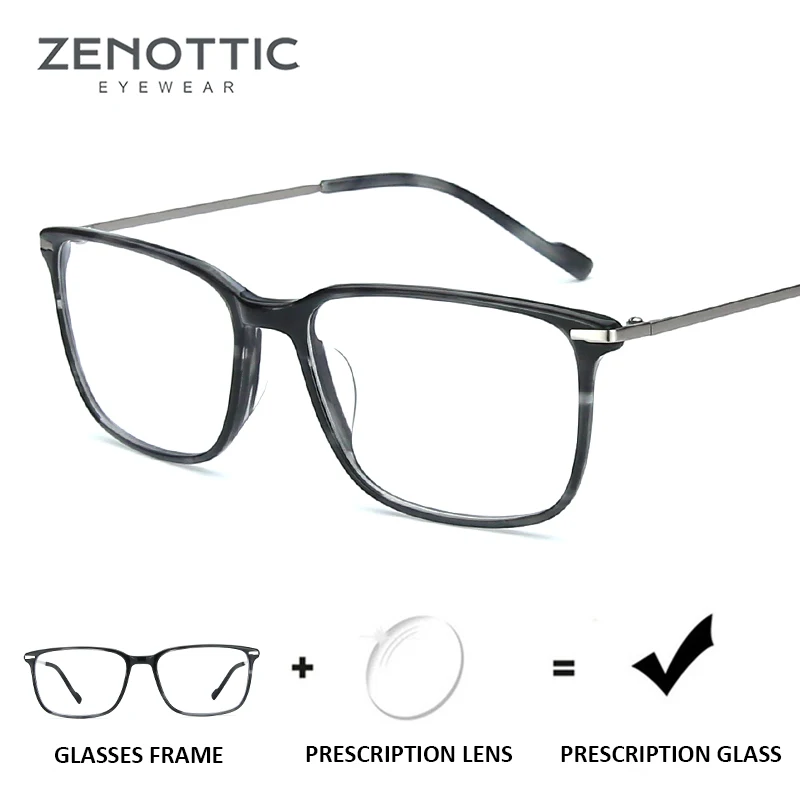 ZENOTTIC Ретро квадратные очки по рецепту мужские ацетатные оптические для
