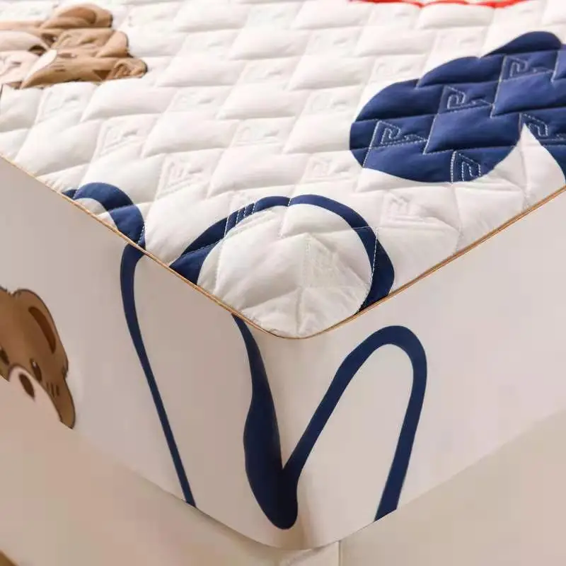 

100% Cotton Super Waterproof Quilted Mattress Cover Anti-mite Bed Protector Cover Thicken Soft Bed Cover Not Included Pillowcase