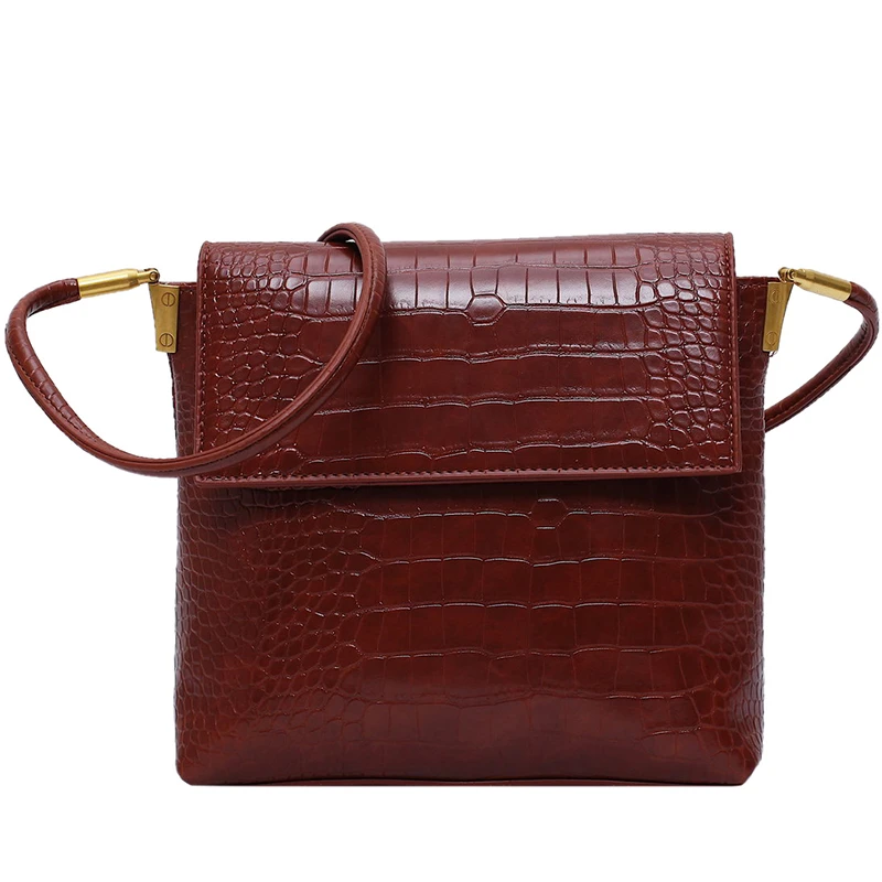 Простая сумка на плечо Ретро из крокодиловой кожи роскошная кожаная сумки