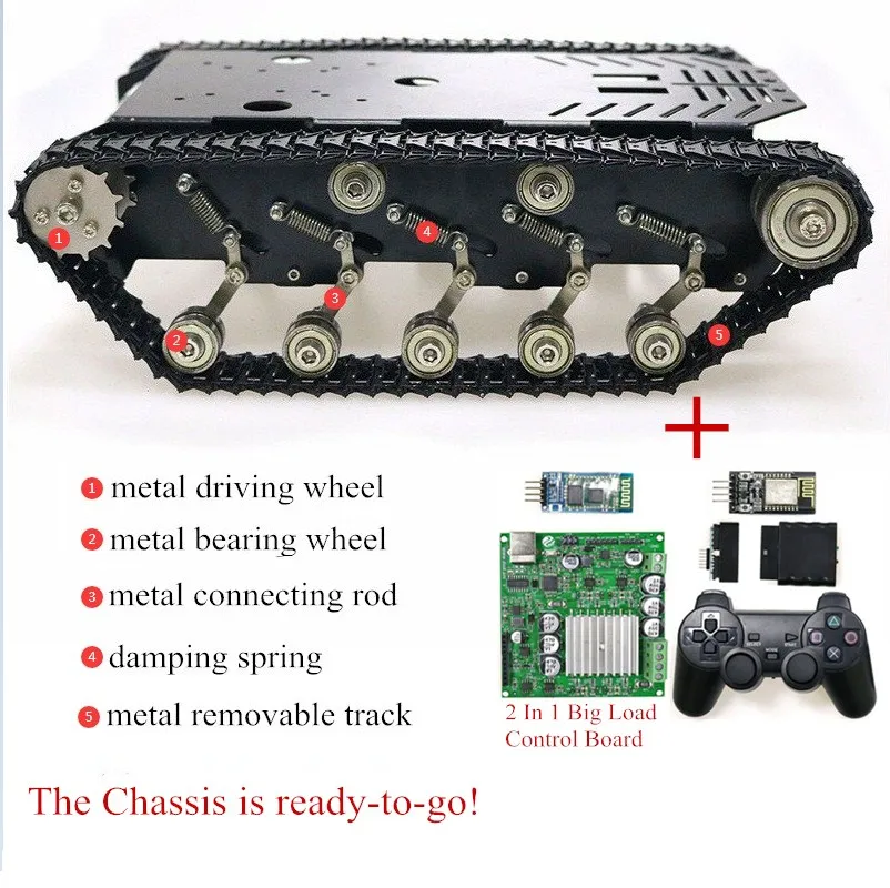Амортизатор на радиоуправлении с Wi Fi/BT/ PS2 полностью металлический робот танк