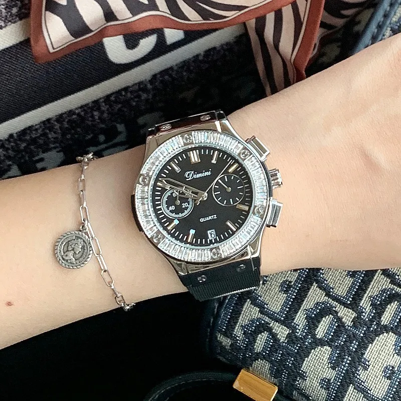 New Unisex Watch Waterproof Women Big Dial  Six Pin Sports Chronograph Women's Rhinestone Watches Ladies Casual Watch Clock Gift