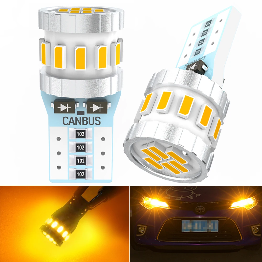 2x оранжевый T10 W5W светодиодный 194 168 лампы 18SMD 3014 Canbus без ошибок парковочный
