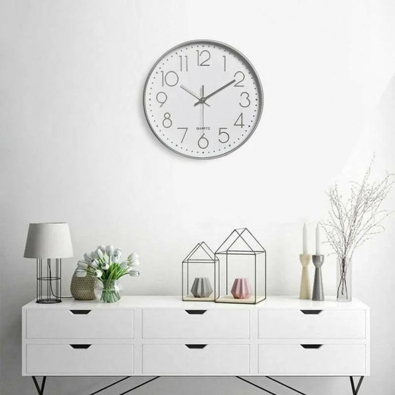 

Round Wall Clock Silent Sweep Movement Battery Operated Home Decoration Clocks Wall Home Decor Living Room Modern Alarm Clock