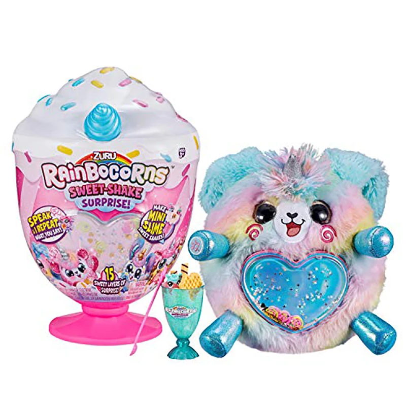 

Rainbocorns Sweet Shake Surprise - 13" Cuddle Plush Scented Stuffed Animal 15 Layers of Surprises DIY Slime Mix Talkback Feature