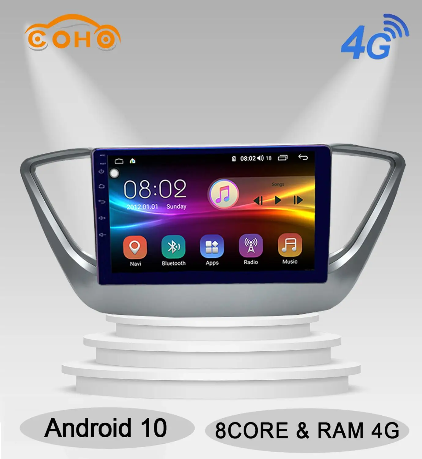 Accent Android 10 0 8 ядерный IPS экран gps bluetooth стерео плеер радио для Hyundai 2018