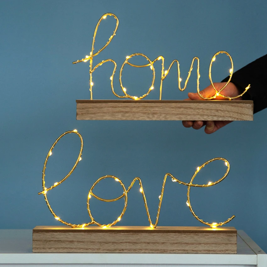 Love/Home Форма письмо декоративные настольные лампы ночной Светильник Спальня
