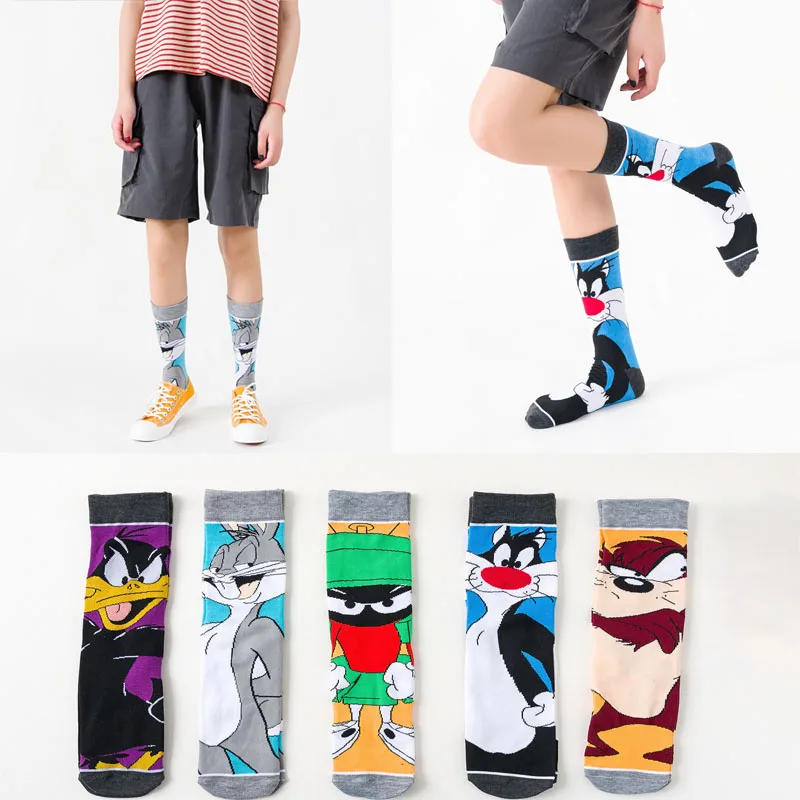 

Мужские вязаные хлопковые носки, женские милые Мультяшные аниме забавные носки в стиле хип-хоп для скейтборда, повседневные креативные ули...