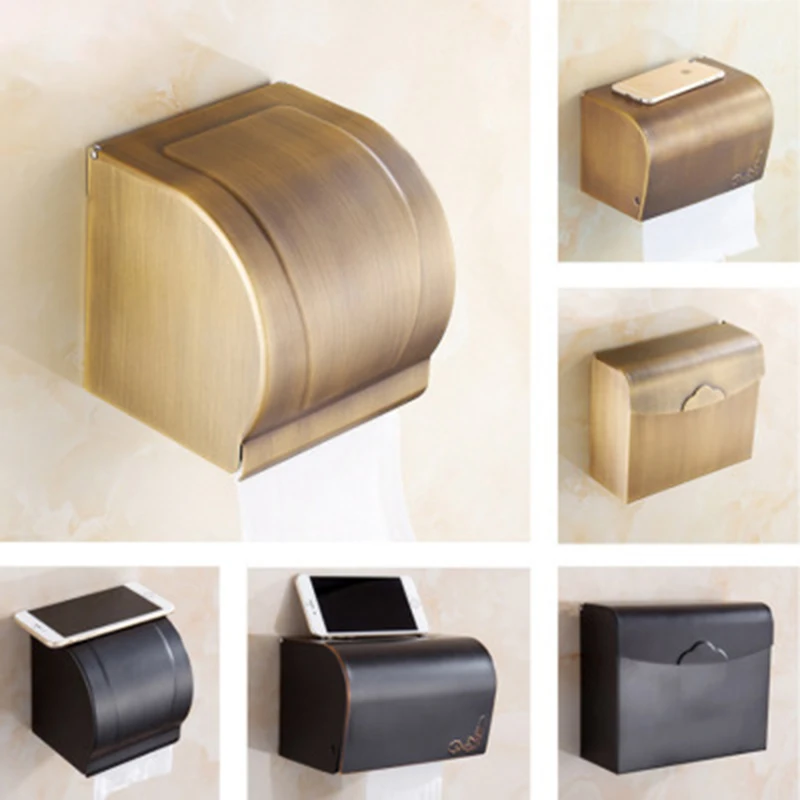 

Toilet Paper Holder Palace Style Vintage Copper Tissue Box Bathroom High Quality Punch Washroom Wall Hanging Toilet Roll Holder
