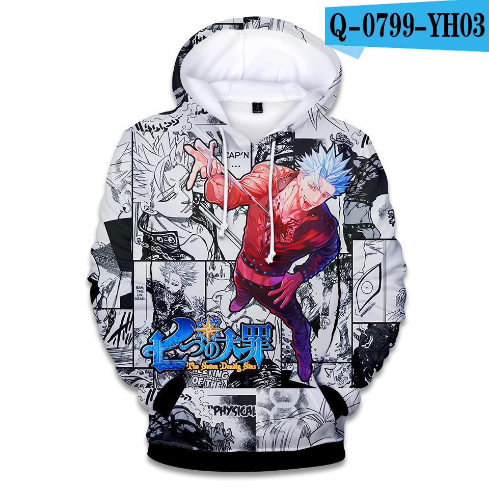 Hoodies Sweatshirts Men Women Kawaii Nanatsu No Taizai Clothes HoodY Tops 2020 The Seven Deadly Sins 3D Hip Hop Full Cartoon | Мужская