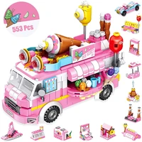 553pcs play house kitchen toy simulation ice cream truck vehicle toy pretend play ice cream set education kids toys girls gifts