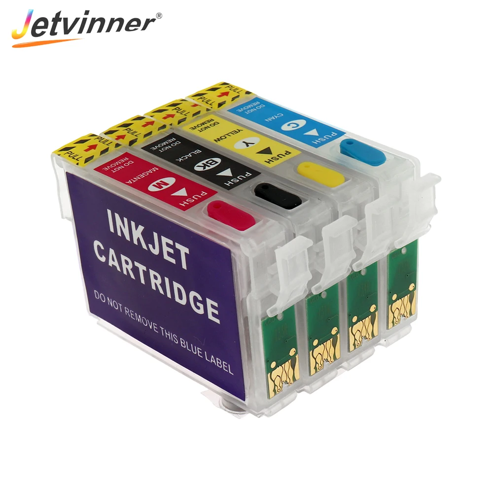 Перезаправляемый картридж Jetvinner 4-цветный для Epson T1281 с чипами ARC Stylus S22 SX125 SX420W SX425W