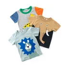 Летняя детская футболка футболки для мальчиков Одежда для маленьких девочек хлопковая Детская футболка с изображением Льва, жирафа, слона детская футболка