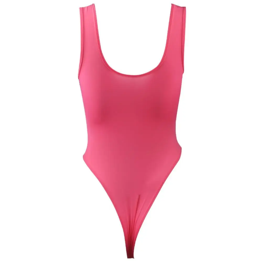 Женский купальник слитный с высоким вырезом без рукавов эластичное нижнее