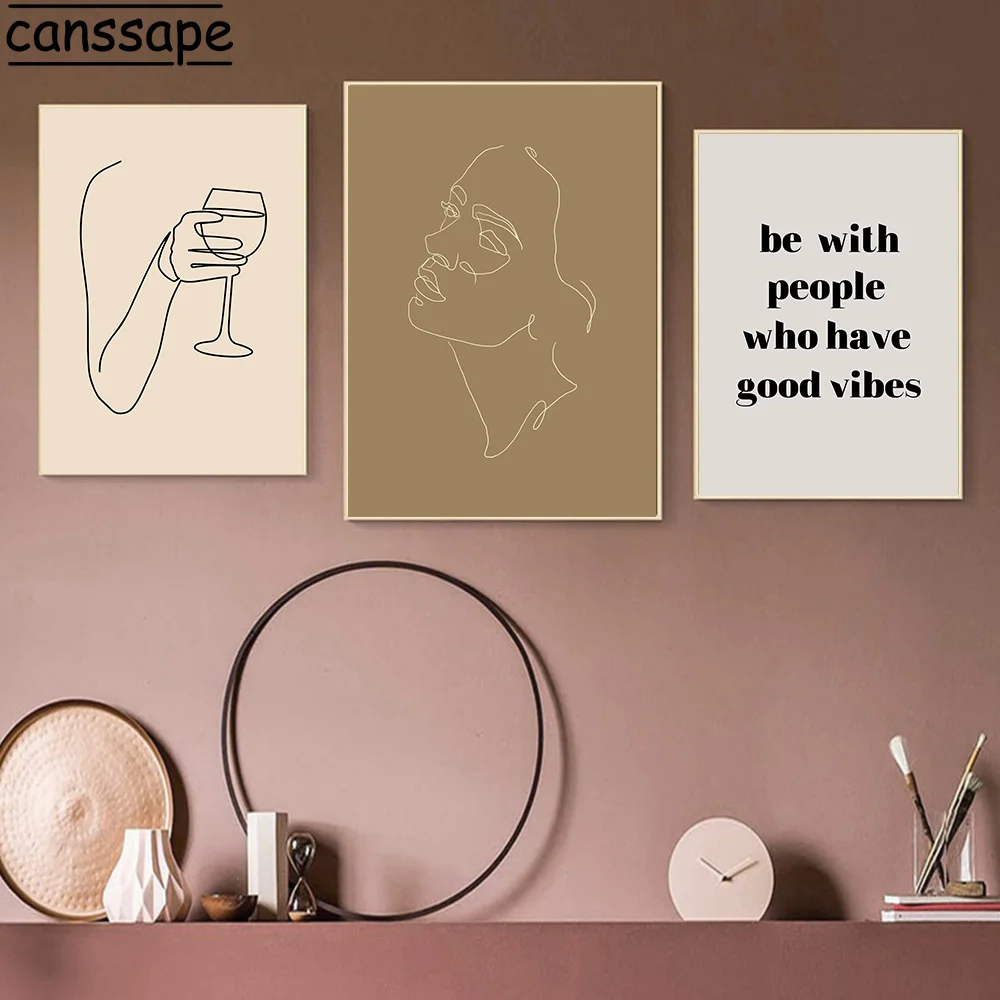 Абстрактное лицо девушки плакаты постеры стеклянная линия рисунок на стену