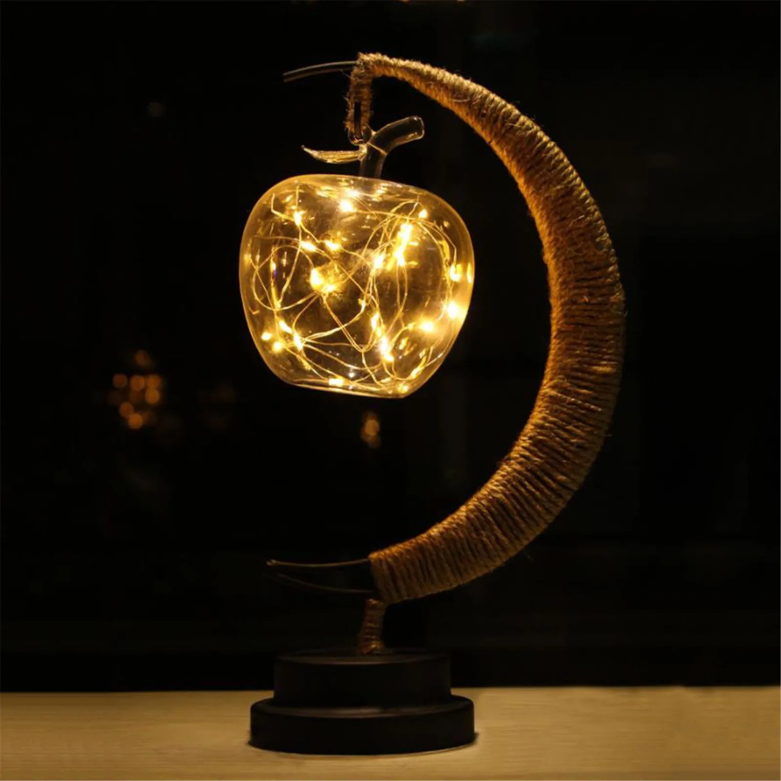 

Led Decoration Light Moon Apple Light Birthday Gift Hemp Rope Iron Night Light
