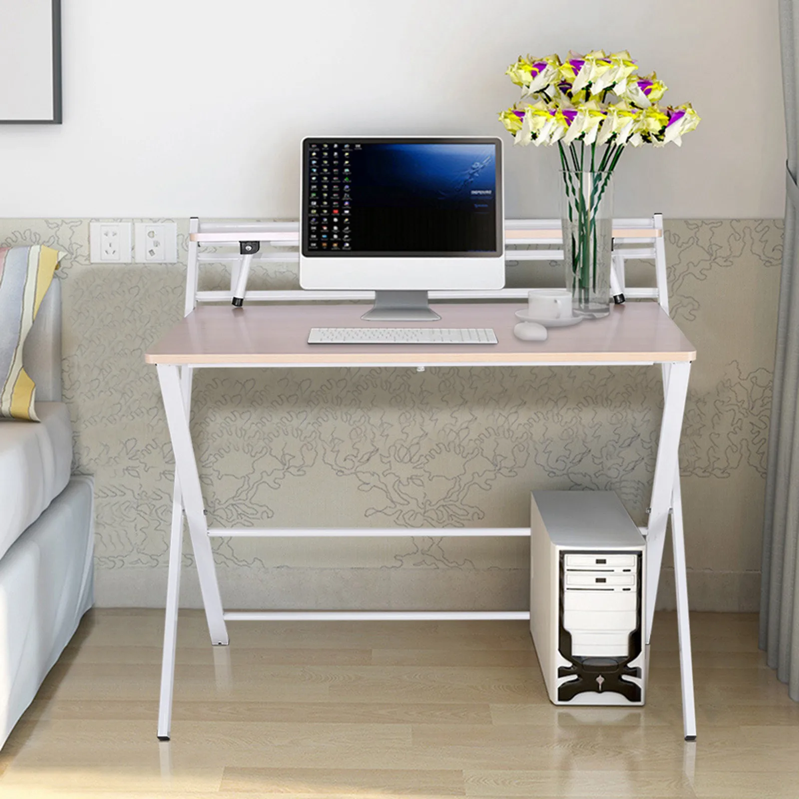 

2021 New Folding Study Desk For Small Space Home Office Desk Laptop Writing Table Home Office Portable Folding Computer Desk