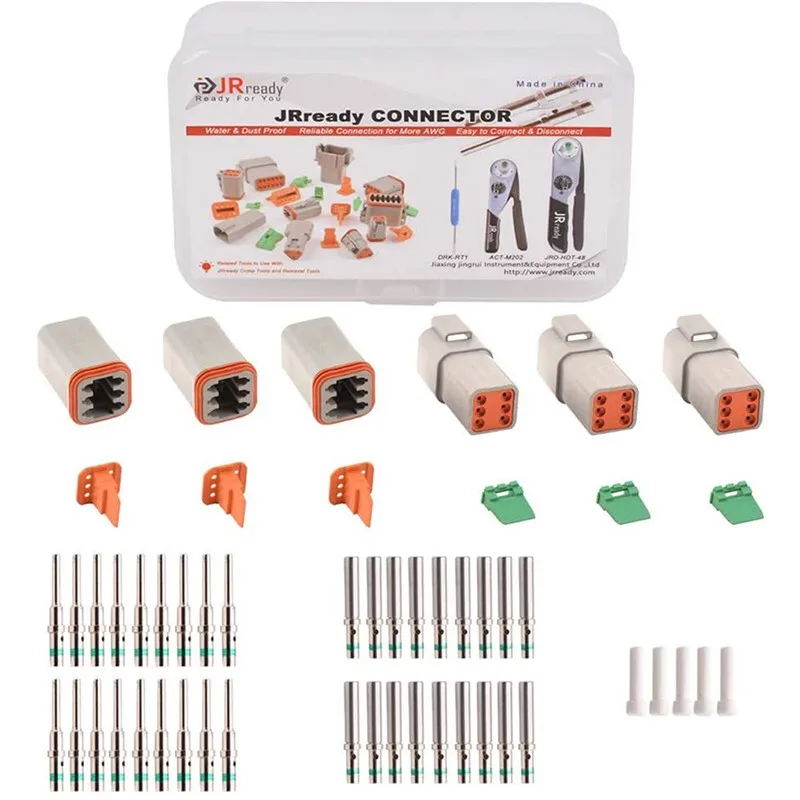 

JRready ST6115 Desch-type DT Series Connector Set 6Holes Terminal Silicone Seal Plug Waterproof Connector 16# Wire Size 14-20AWG