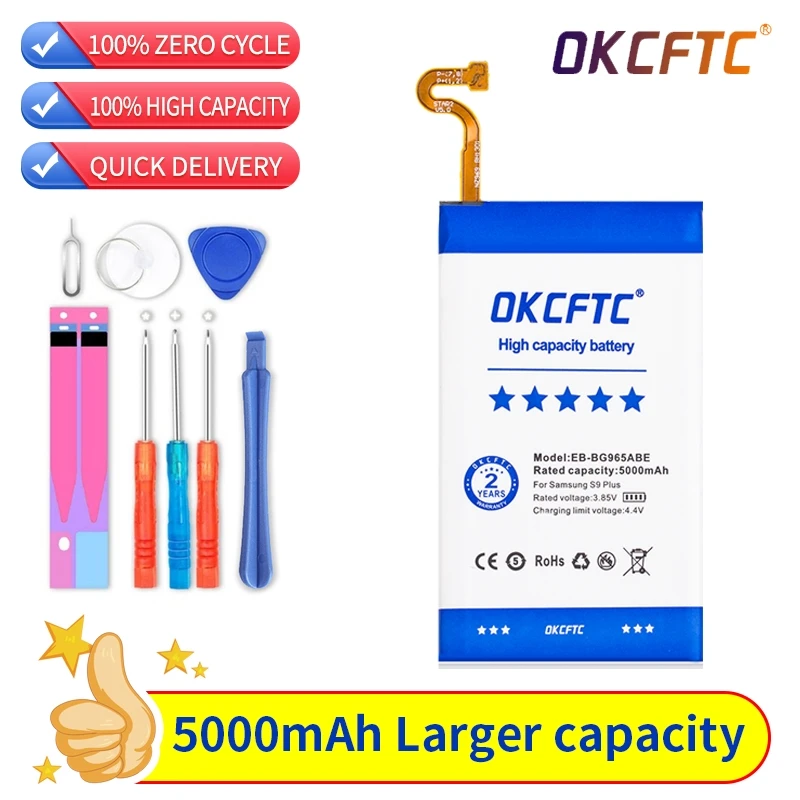 

EB-BG965ABE 5000mAh OKCFTC Original Battery For Samsung Galaxy S9 Plus SM-G965F G965F G965DS G965U G965W G9650 S9+ High Capacity
